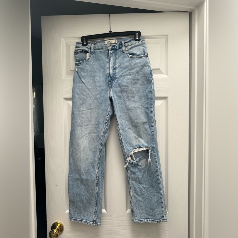 A&F Ankle Straight Ultra High Rise Jeans